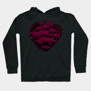 Maroon Hearts Patterned Swirl Heart Hoodie